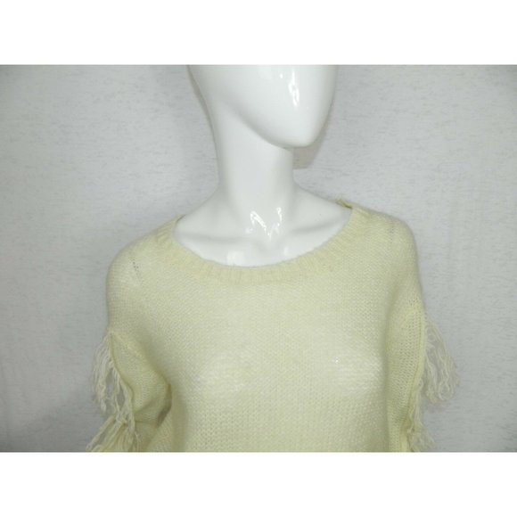 Line Dot Sweater Ivory Soft Fringe Crew Neck Pullover Size M/L - Picture 6 of 9